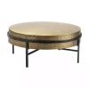 Round Gold Hammered Metal Coffee Table