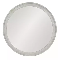 Round Gray Mansell Wood Wall Mirror
