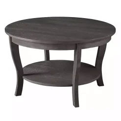 Round Graywash Curved Legs Coffee Table