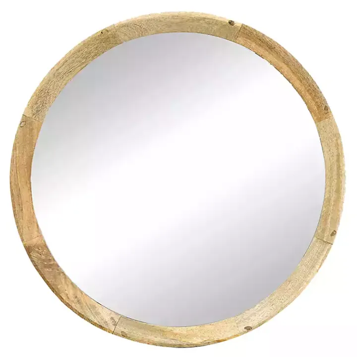 Round Mango Wood Wall Mirror