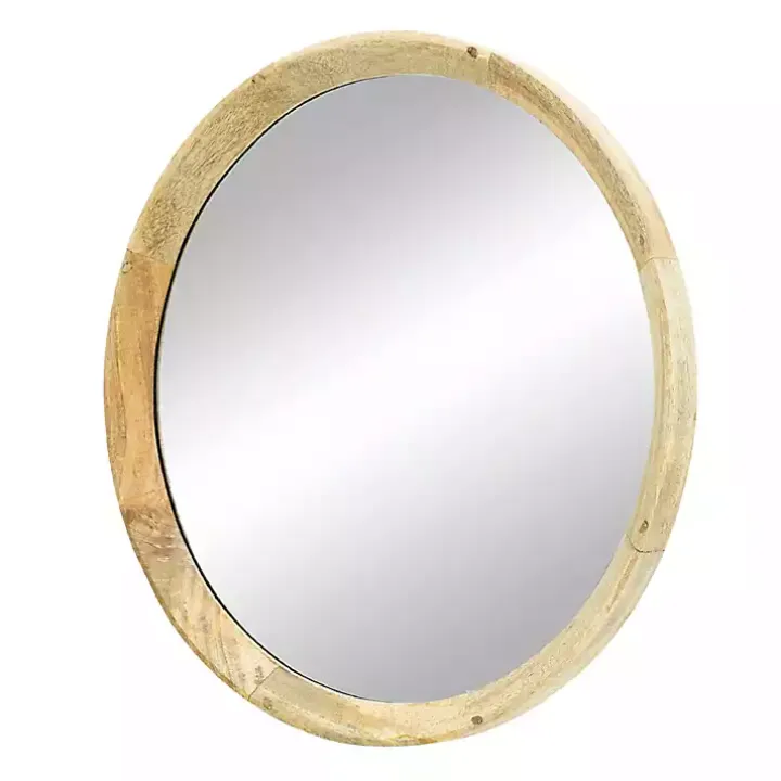 Round Mango Wood Wall Mirror