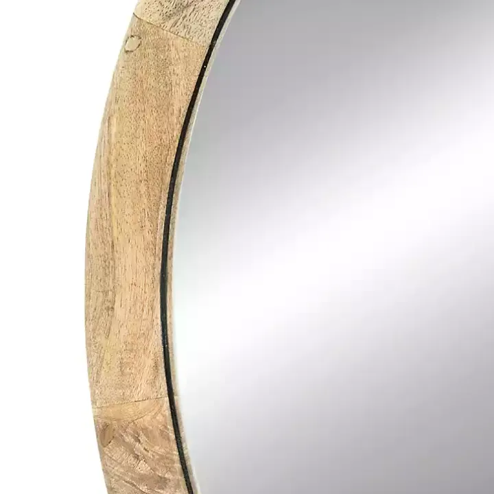 Round Mango Wood Wall Mirror