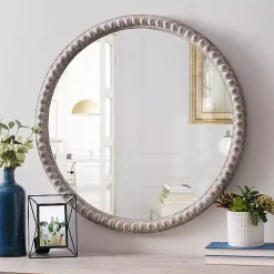 Round Natural Beaded Wall Mirror
