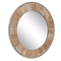 Round Natural Calona Wood Wall Mirror