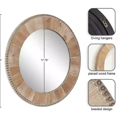 Round Natural Calona Wood Wall Mirror