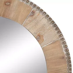 Round Natural Calona Wood Wall Mirror