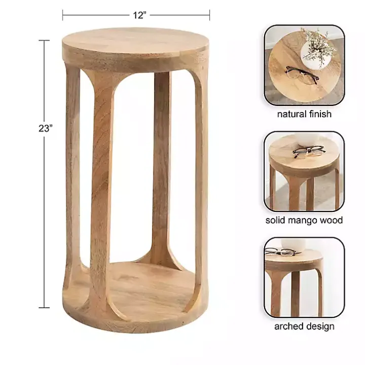 Round Natural Wood Dani Accent Table