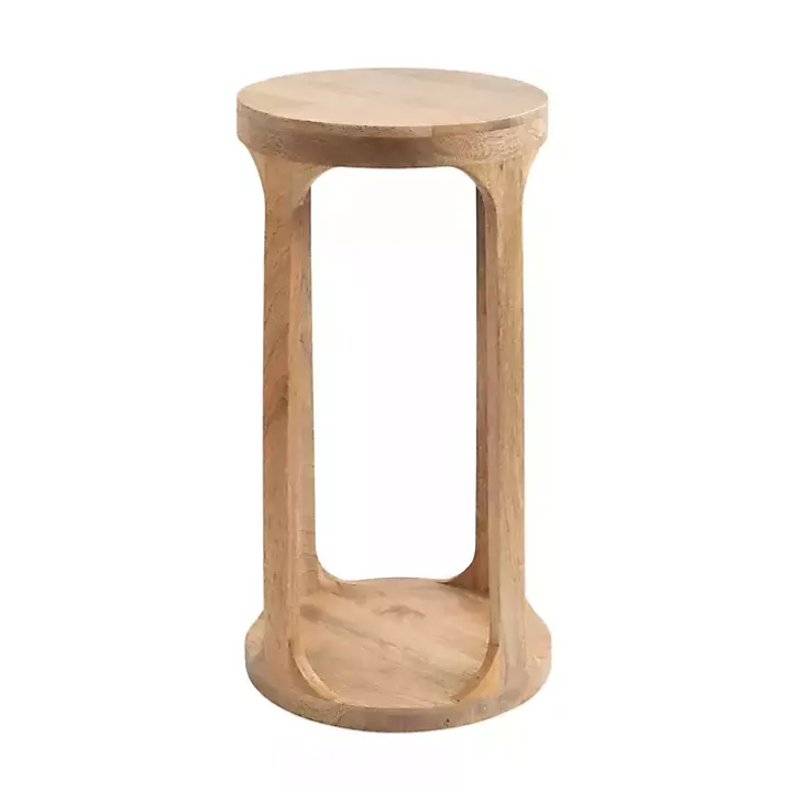 Round Natural Wood Dani Accent Table