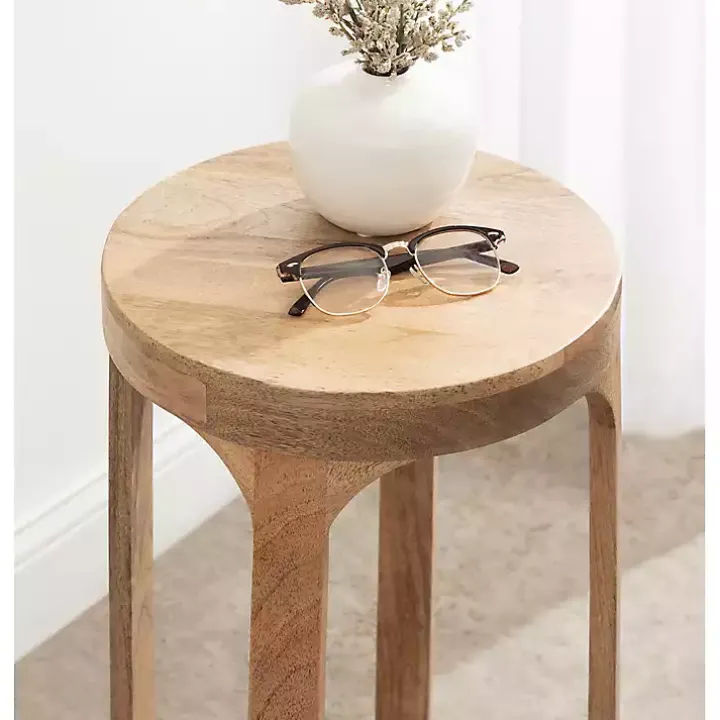 Round Natural Wood Dani Accent Table