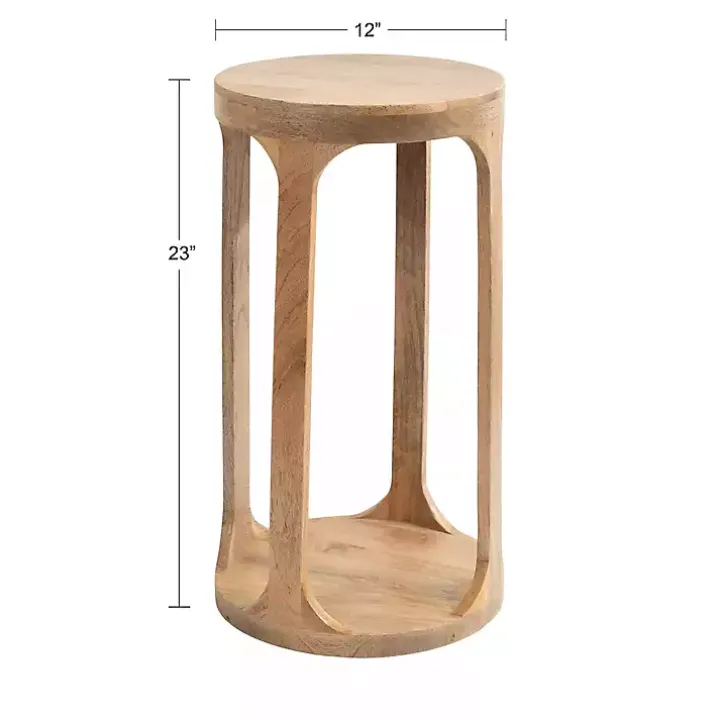 Round Natural Wood Dani Accent Table