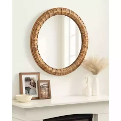 Round Natural Woven Water Hyacinth Wall Mirror