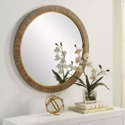 Round Rattan Wall Mirror