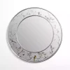 Round Silver Birds and Branches Wall Mirror