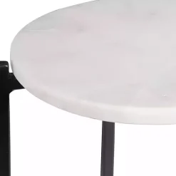 Round White Marble Accent Tables, Set of 2