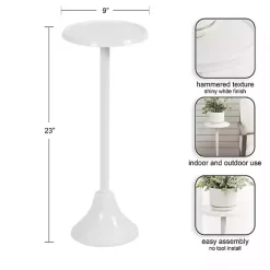 Round White Metal Layla Accent Table