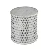 Round White Wood Lattice Accent Table