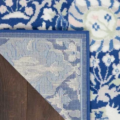 Royal Blue Floral Motif Area Rug, 8x10