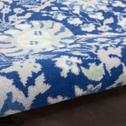 Royal Blue Floral Motif Area Rug, 7x10