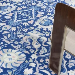 Royal Blue Floral Motif Area Rug, 8x10