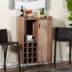 Rustic Brown Hairpin Wine Cabinet