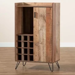 Rustic Brown Hairpin Wine Cabinet