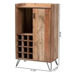 Rustic Brown Hairpin Wine Cabinet