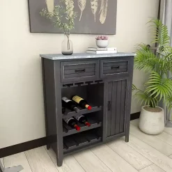 Rustic Galvanized Top Wine Cabinet
