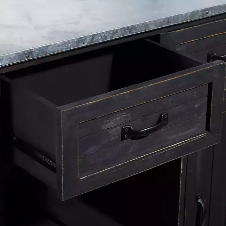 Rustic Galvanized Top Wine Cabinet