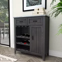 Rustic Galvanized Top Wine Cabinet