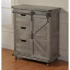 Rustic Gray Fir Wood Rolling Barn Door Cabinet