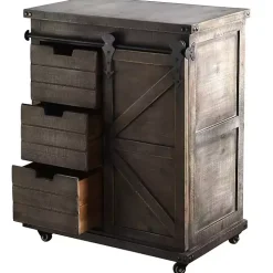 Rustic Gray Fir Wood Rolling Barn Door Cabinet