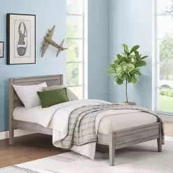 Rustic Gray Pine Panel Twin Bed Frame