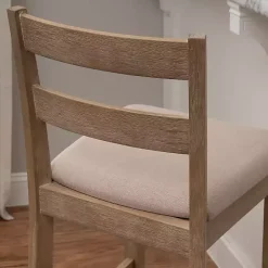 Rustic Graywash Wood Upholstered Bar Stool