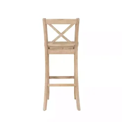 Rustic Graywash Wood X Back Bar Stool