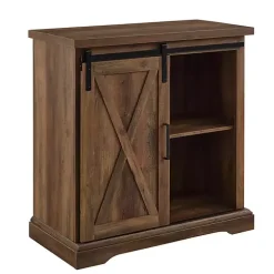 Rustic Oak Sliding Barn Door Cabinet