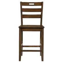 Rustic Oak Wood Quinby Counter Stools, Set of 2