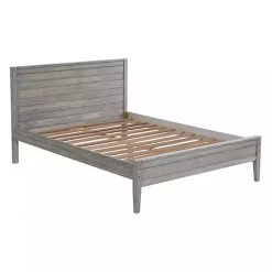 Rustic Smoke Gray Wood Panel Full Bed Frame