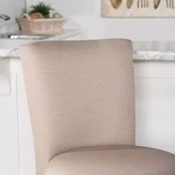 Rustic Taupe Upholstered Swivel Bar Stool