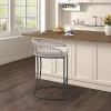 Rustic White Woven Rope Back Counter Stool
