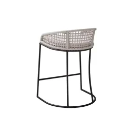 Rustic White Woven Rope Back Counter Stool