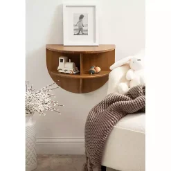 Rustic Wood Half Moon Floating Accent Table