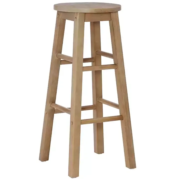 Rustic Wood Pub Classic Backless Bar Stool