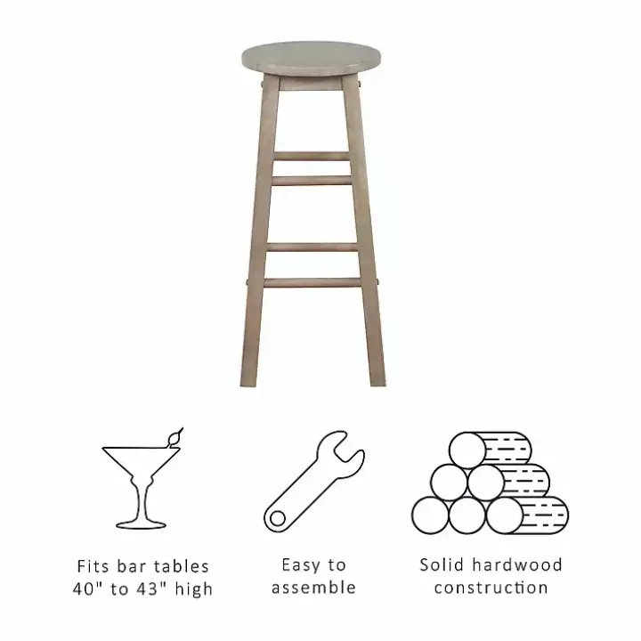 Rustic Wood Pub Classic Backless Bar Stool