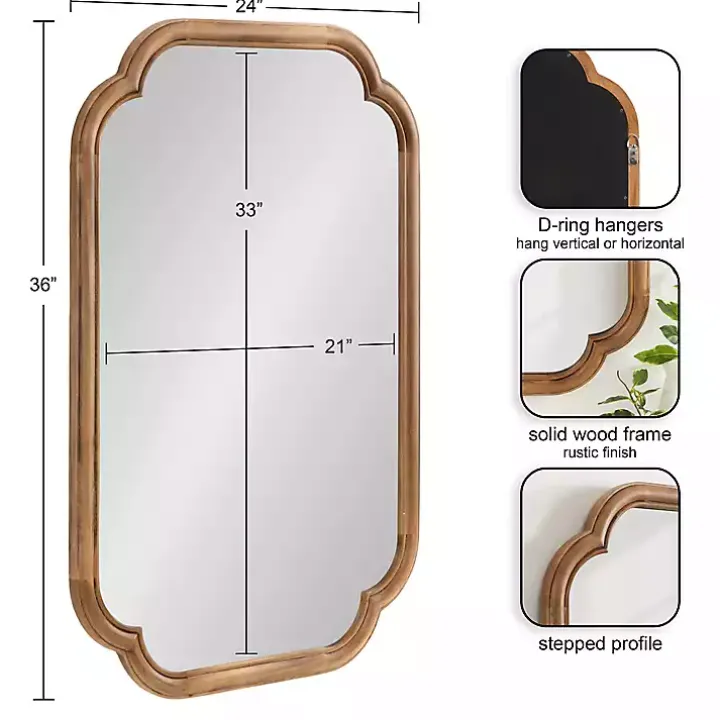 Rustic Wood Scallop Wall Mirror