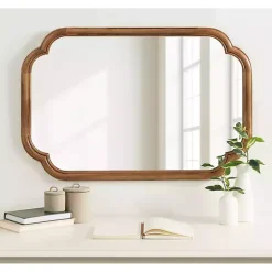 Rustic Wood Scallop Wall Mirror