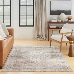 Sage Distressed Medallion Washable Area Rug, 5x7