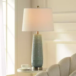 Sage Green Ceramic Dimpled Table Lamp