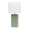 Sage Green Leather Charging Table Lamp