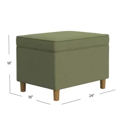 Sage Green Velvet Rectangle Storage Ottoman