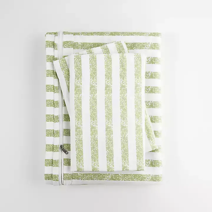 Sage Rugged Stripes Puffed Twin 3-pc. Duvet Set